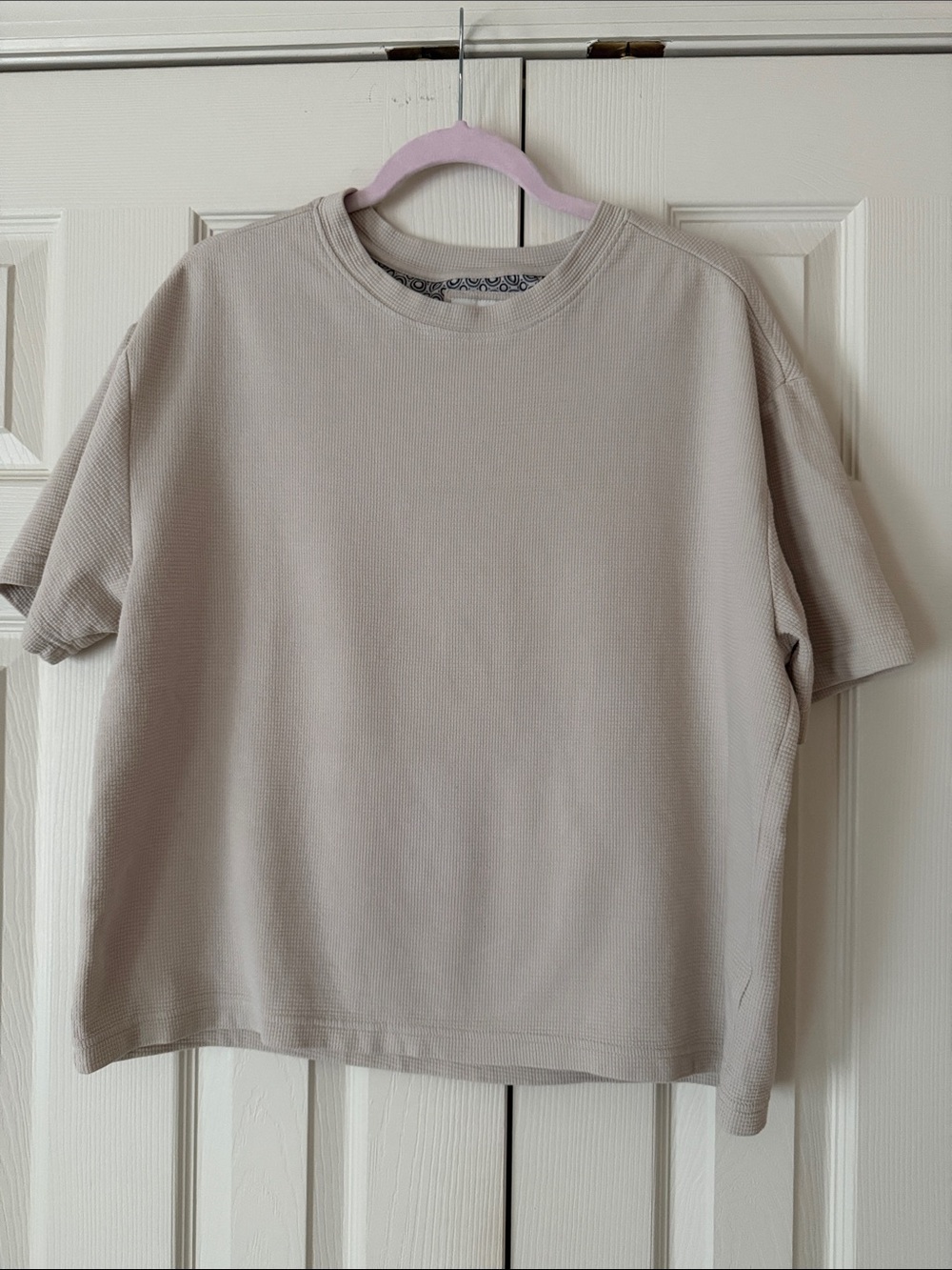 Denim & Flower Relaxed Waffle Knit Top in Light Taupe